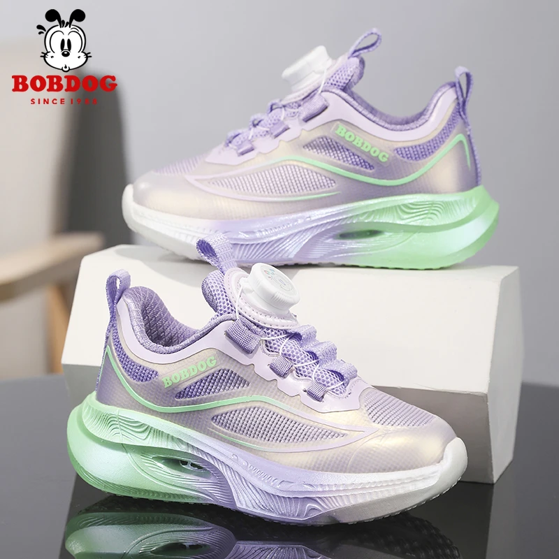 Bobdog/巴布豆女童运动鞋2025春秋款网面透气儿童跑步鞋女孩鞋子