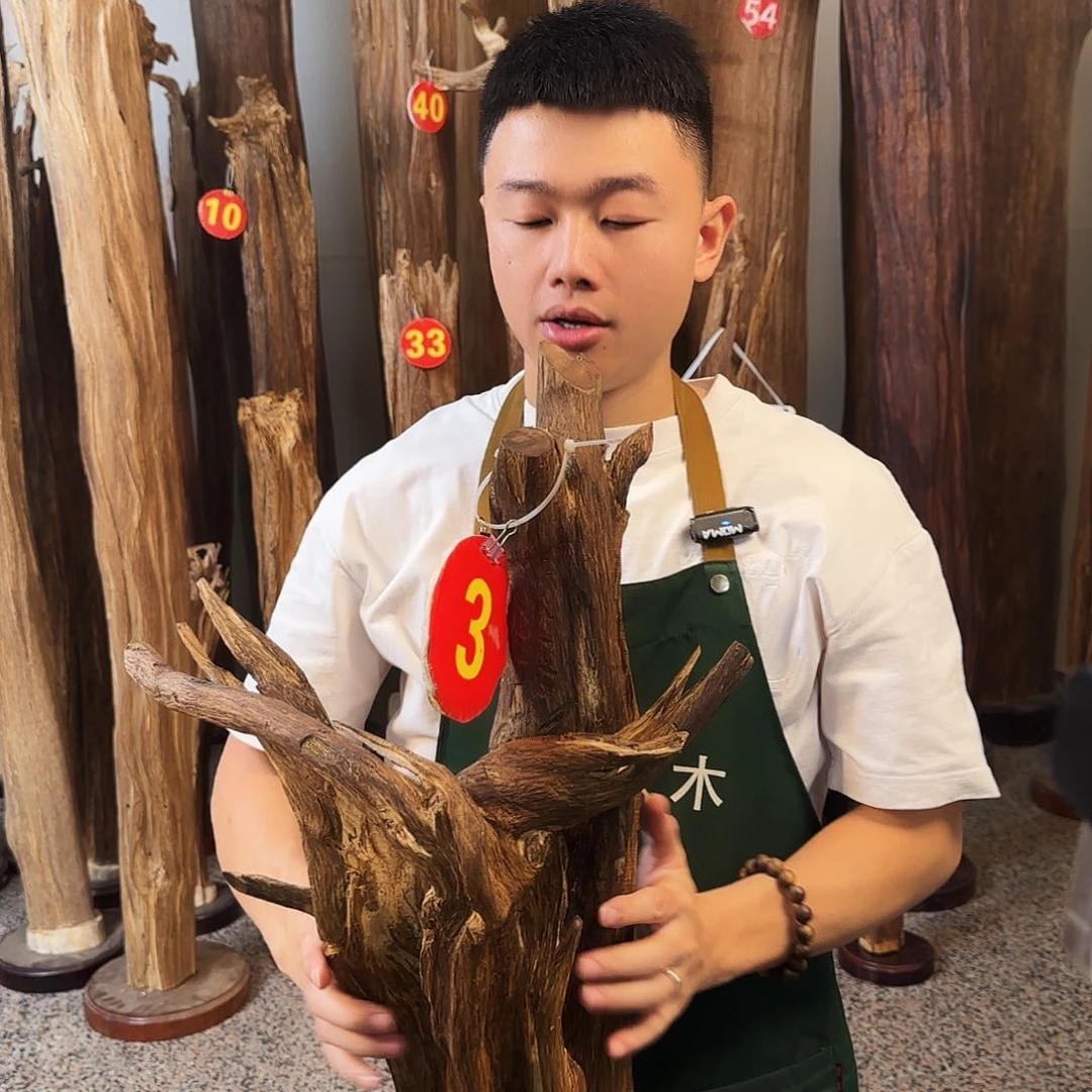 沉香碎屑沉香天然沉香原木摆件➕底座