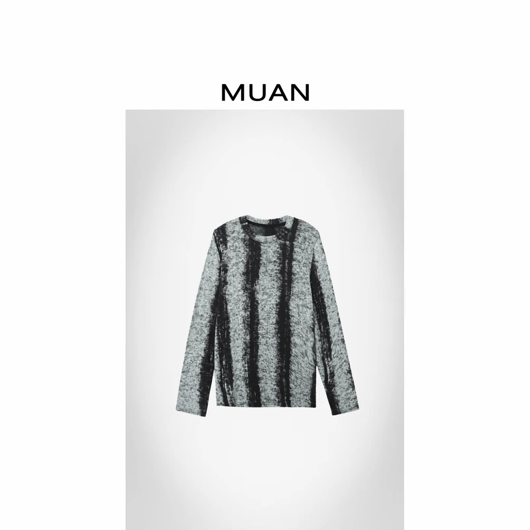 木岸MUAN：《水墨长袖T》“水墨系列”定制高级百搭简约上衣女DG3-8912