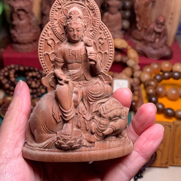 檀香木把件老山檀普贤瑕疵