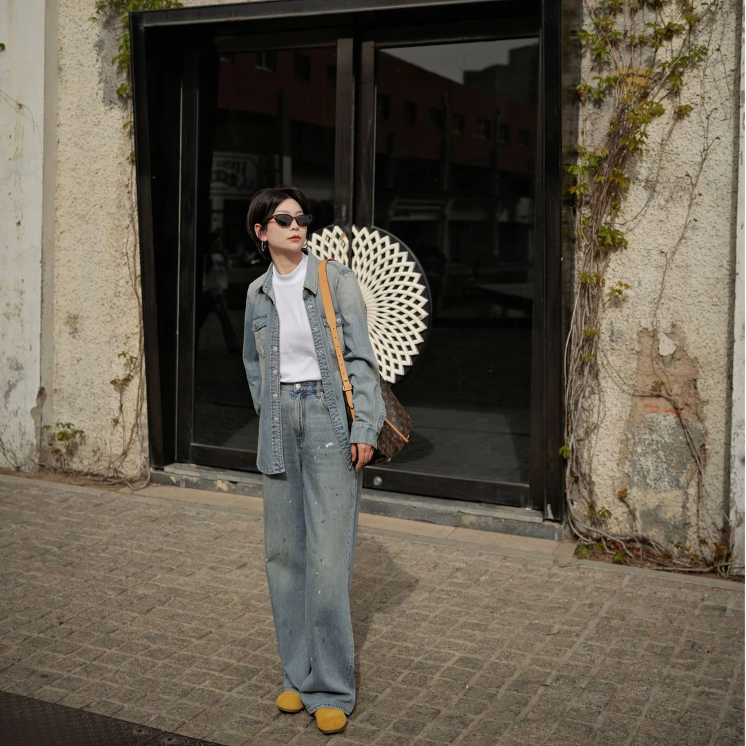 GOLDENBARRY|212641“时光画布”做旧水洗磨破牛仔衬衣