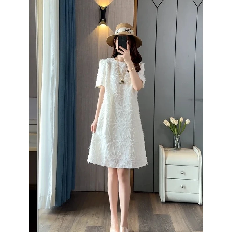 小个子气质连衣裙2025新款夏季显瘦设计感温柔正肩高级感宽松裙子