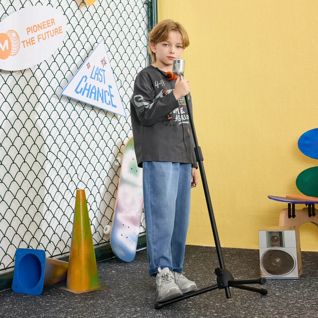 MQD童装儿童25春新品学院风字母卡通基础内搭长袖套装TCW0324