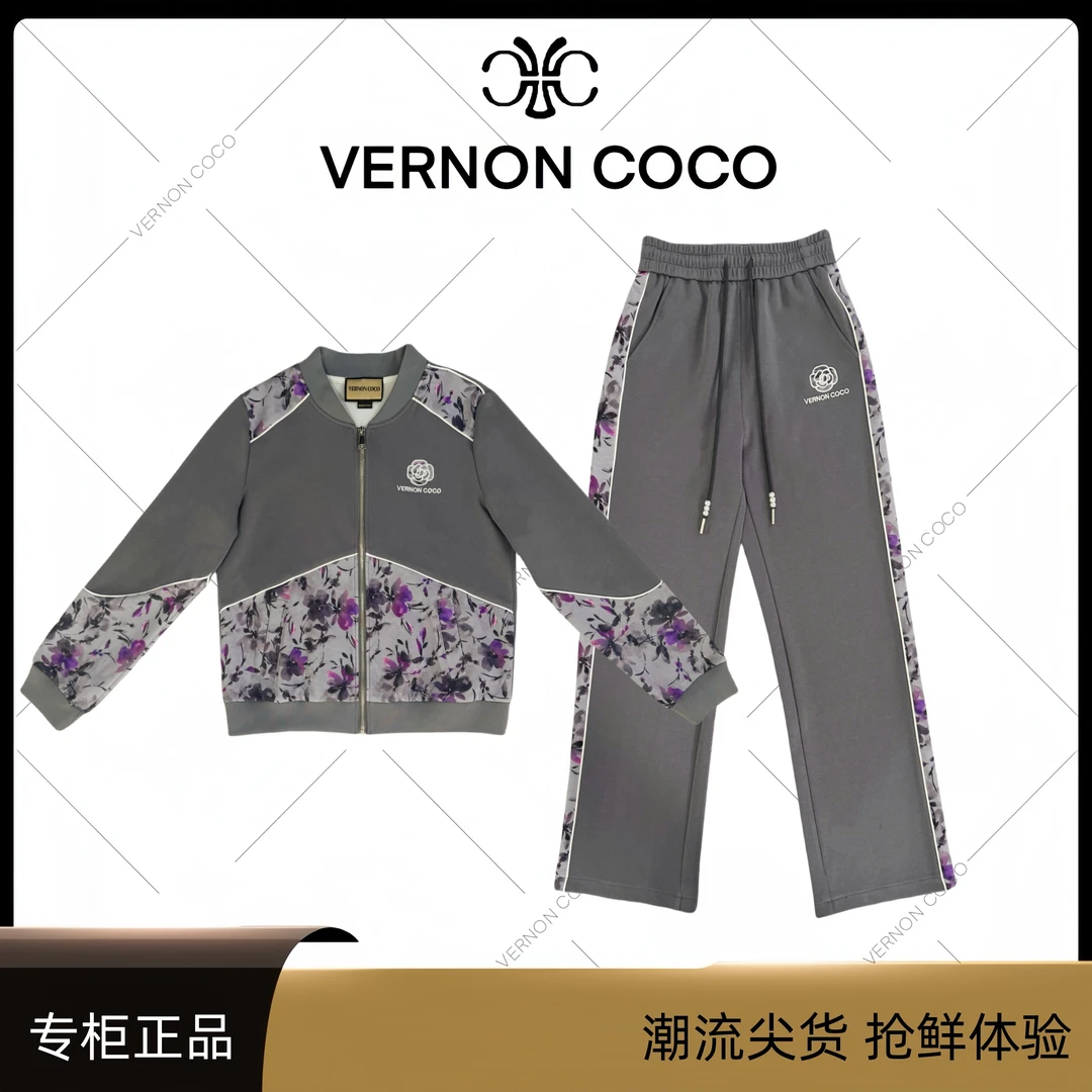 【VERNON COCO】Y30秋季圆领拉链气质显瘦休闲运动套装VC261