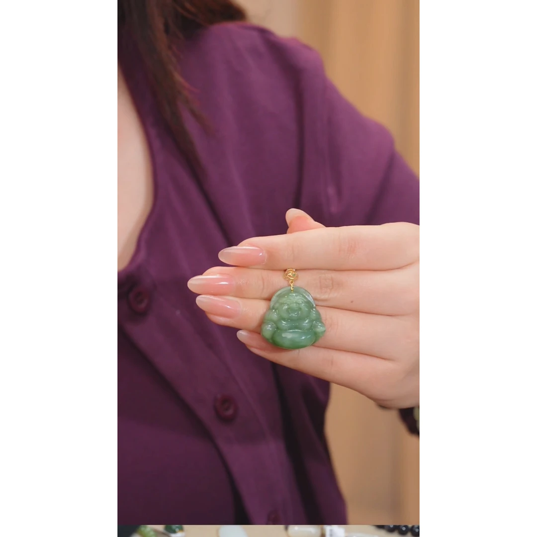 非遗好物分享和田玉18K金镶嵌吊坠(不含链)@@N0029