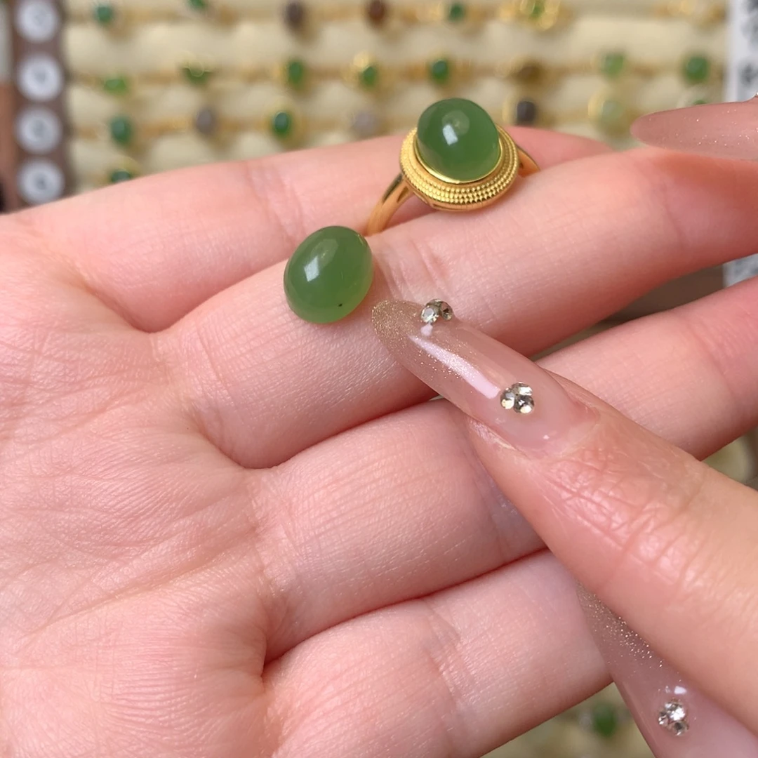 和田玉银S925镶嵌戒指