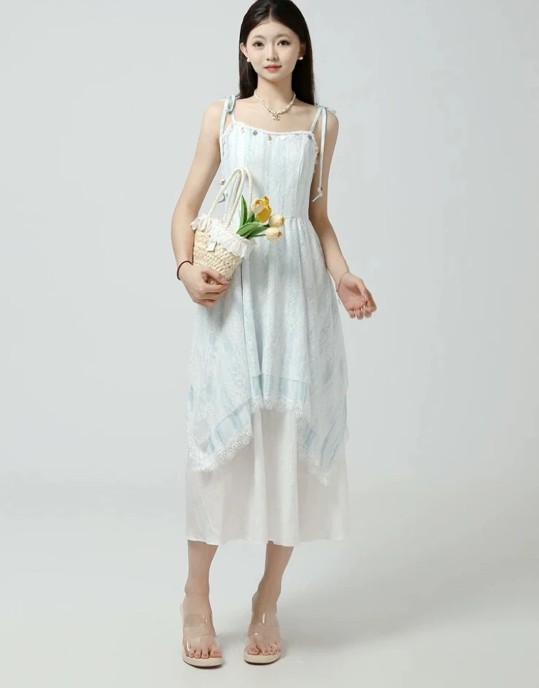 【41308】钱#设计感流苏时尚百搭吊带裙