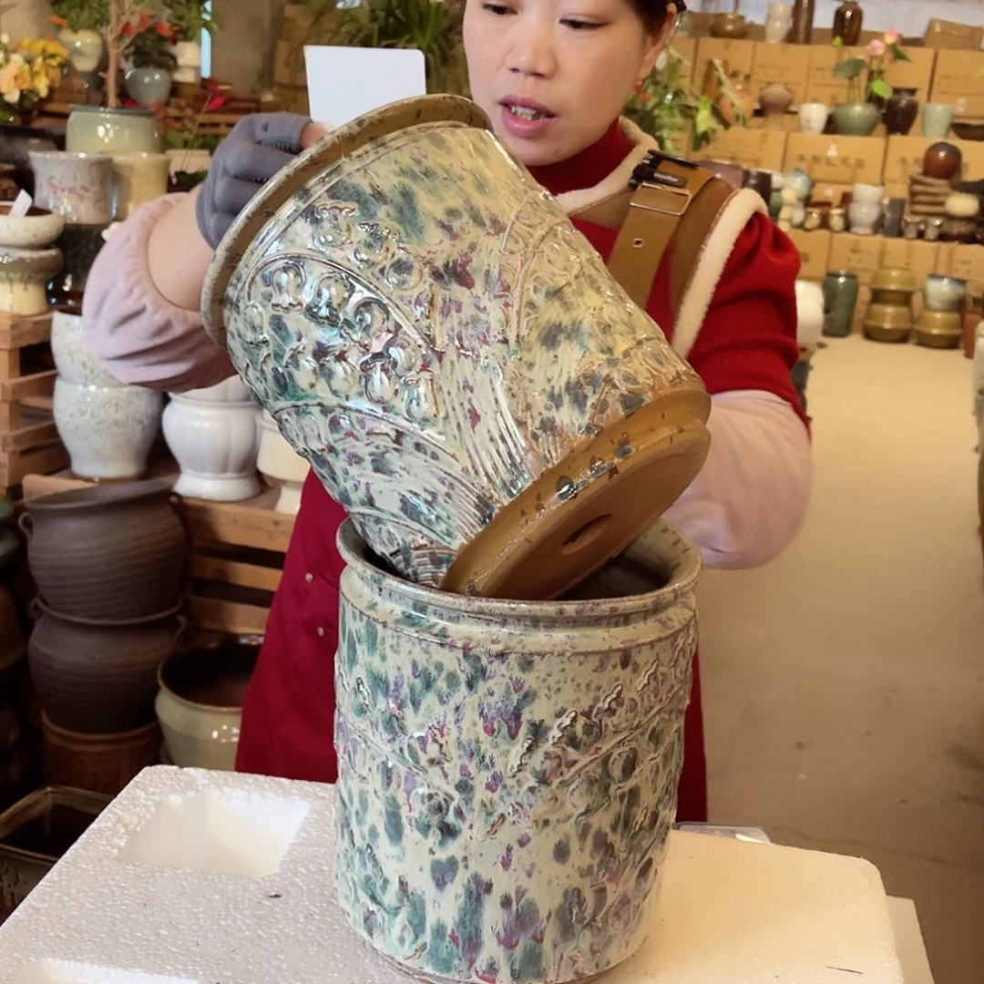 紫砂花盆高度22口径18