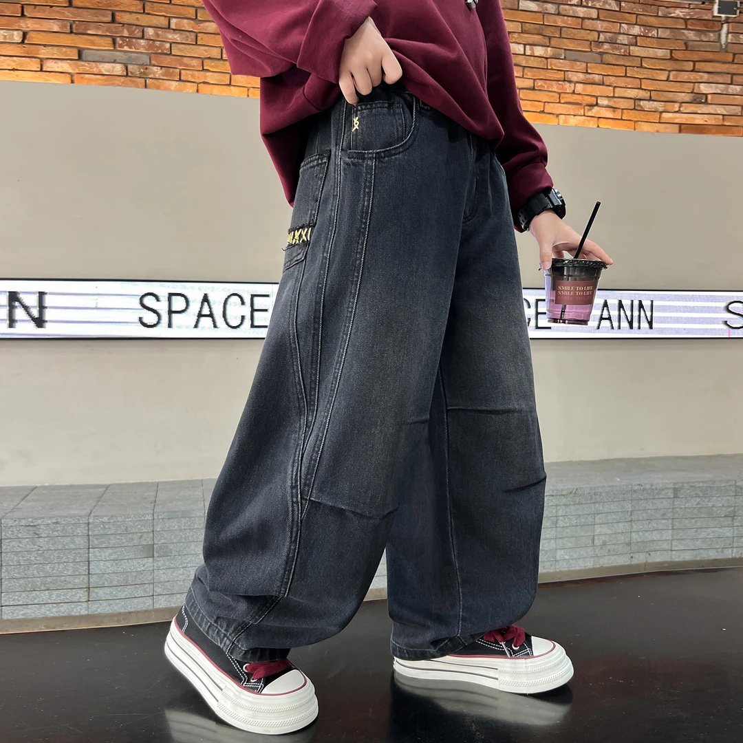 男童裤子2025新款秋装儿童春秋款牛仔裤大童秋季直筒裤宽松长裤潮