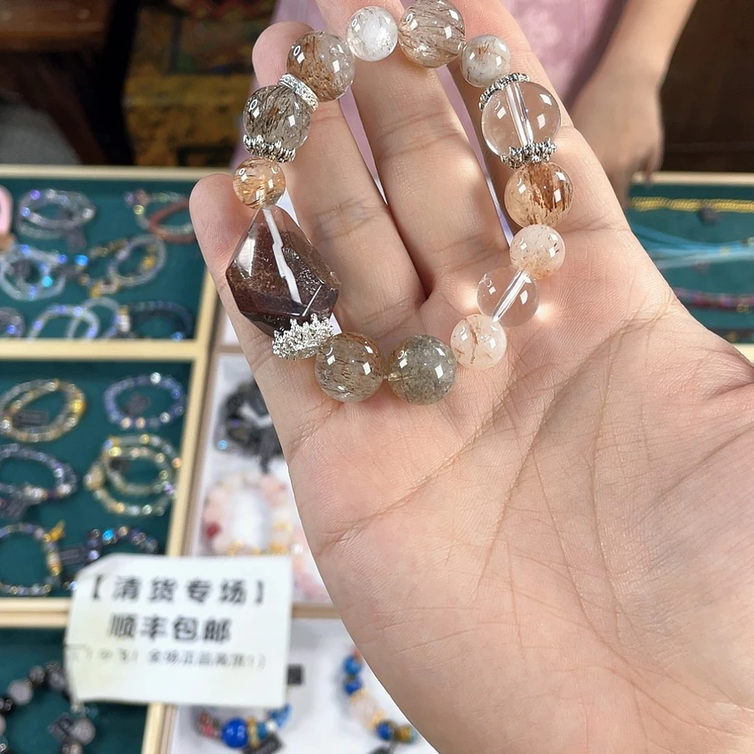 水晶手链银S925镀金镶嵌