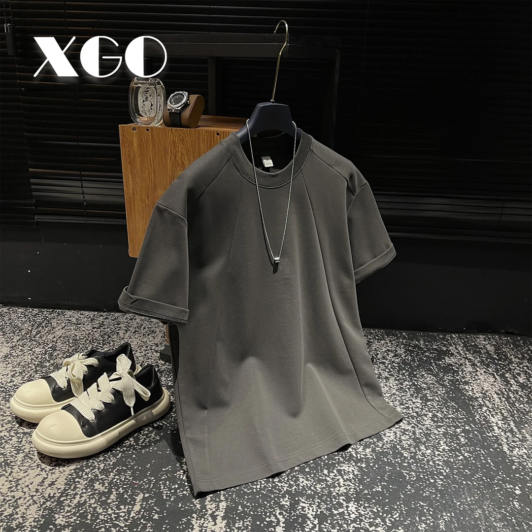 【季末5折】轻奢原创重磅拼接设计T恤亲肤棉简约休闲圆领袖短袖男士