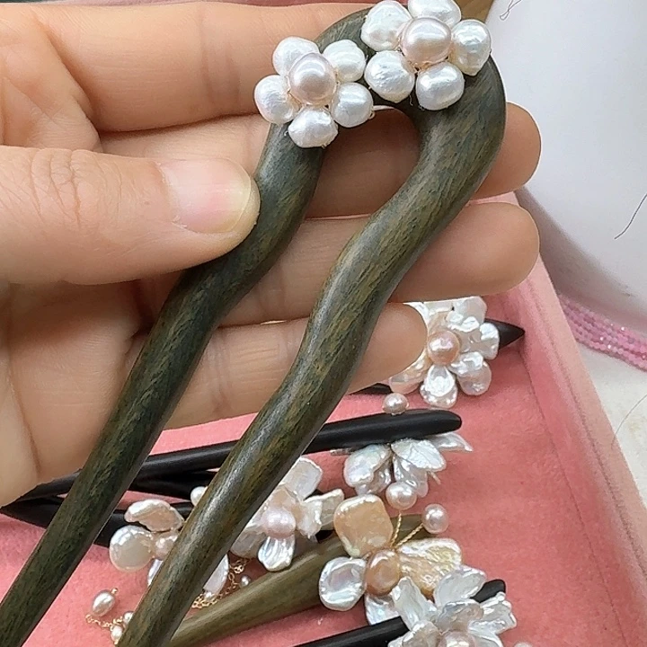 淡水珍珠发饰银S925镶嵌