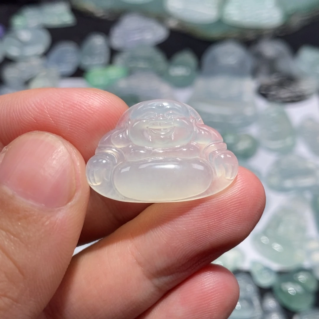 宝***心翡翠未镶嵌颈饰白冰佛公