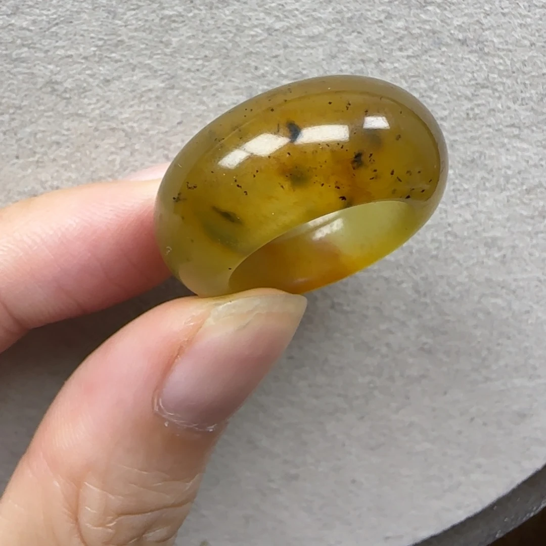 蛇纹石玉未镶嵌戒指11码