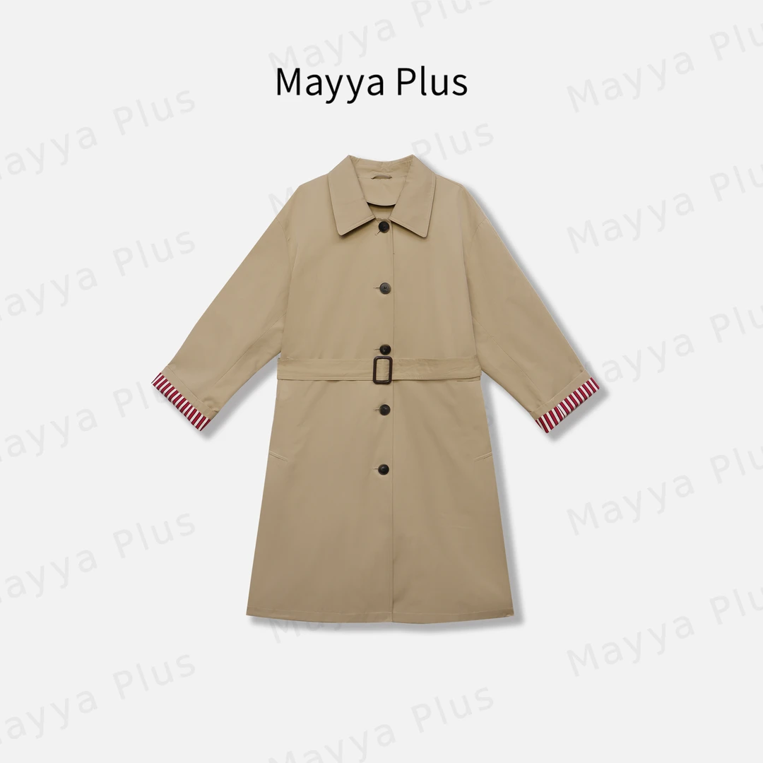 【剑桥故事】Mayya Plus麦芽定制轻奢气质显瘦百搭梭织风衣32518189