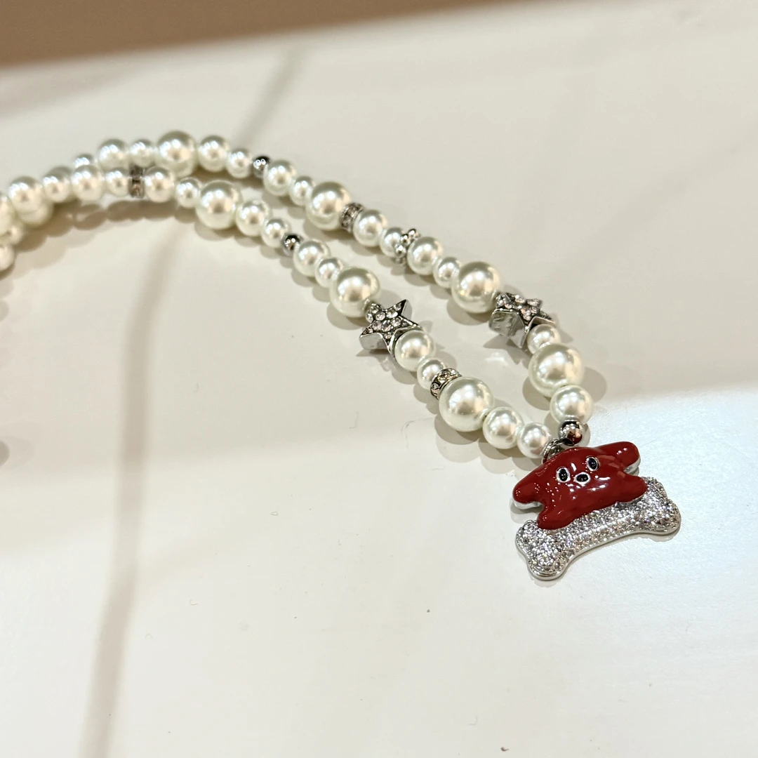 铜合金仿珍珠项链 HRY0-铜合金可爱小狗珍珠项链HRY0-1388