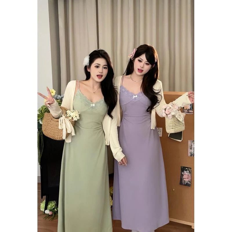 现货【嘎嘎】欧若风大码胖MM春季气质开衫+吊带两件套03244C+02185D