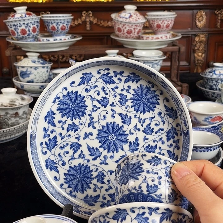 缠枝莲五件套茶具