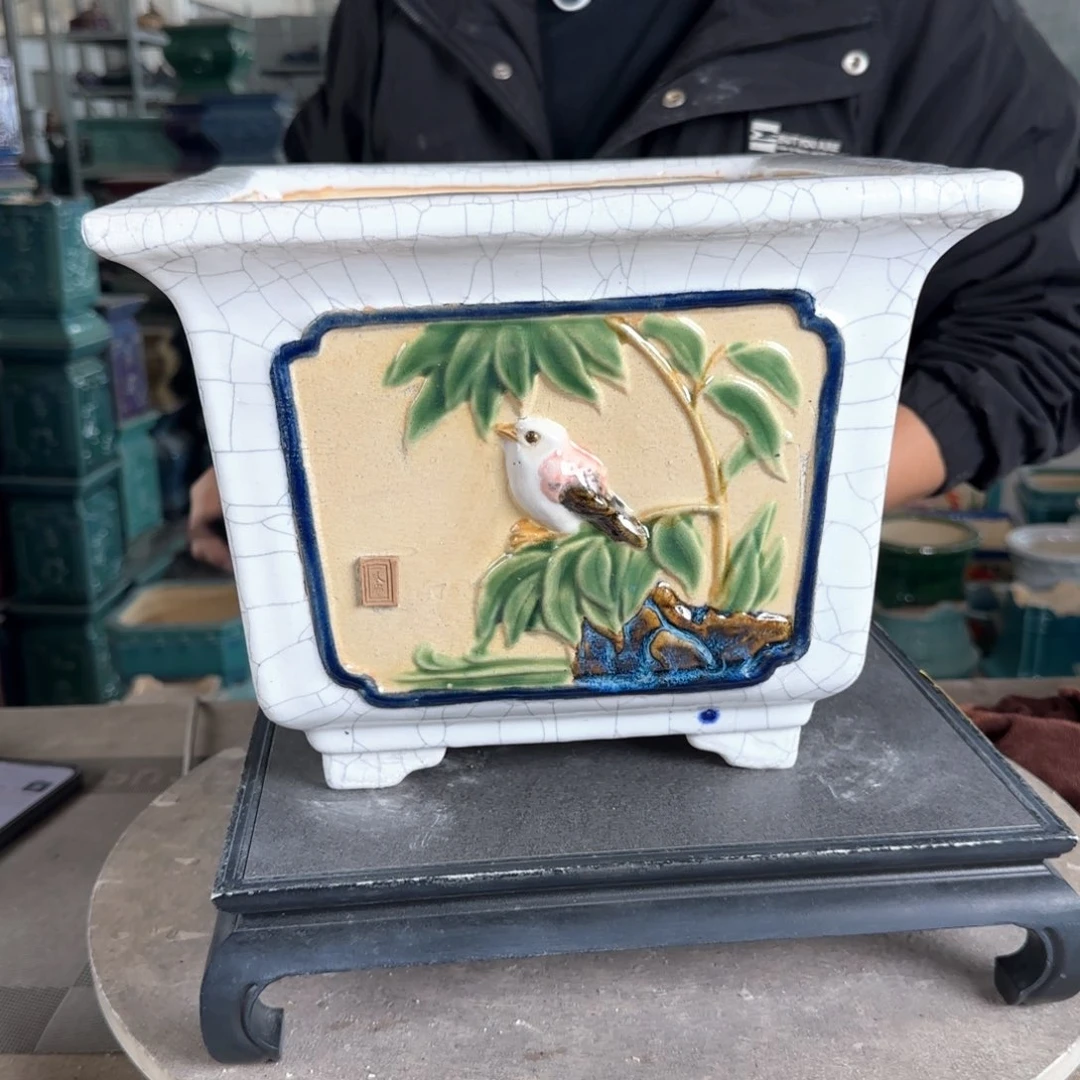 陶。一风堂石湾花盆  瑕疵