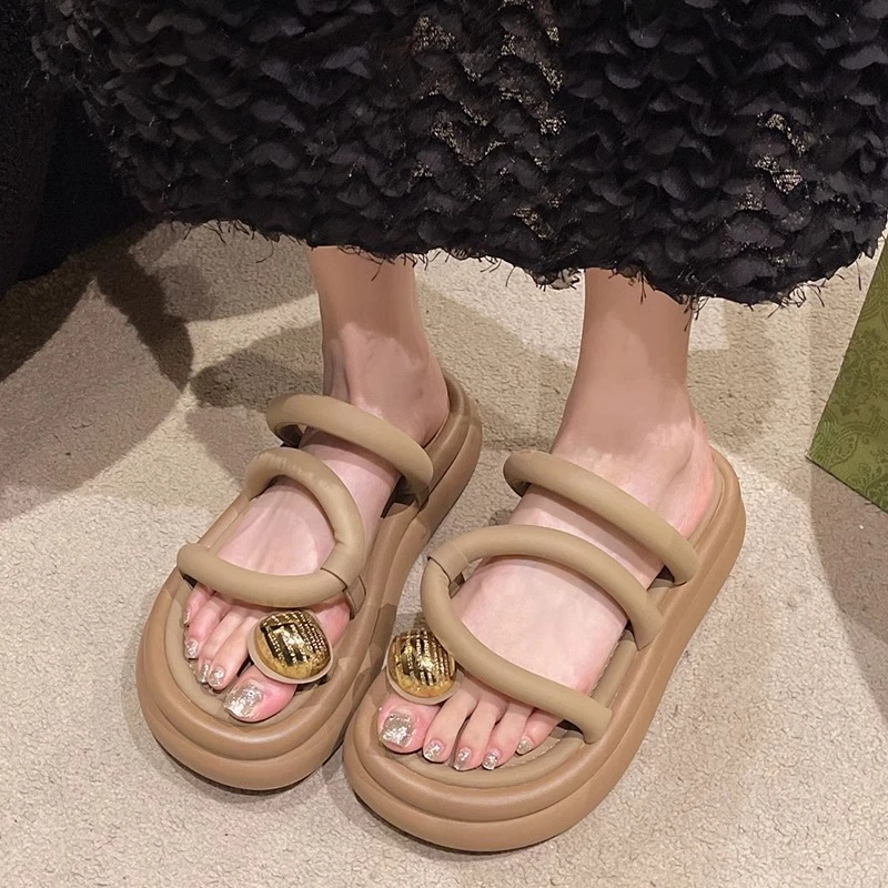 法式拖鞋女外穿2025夏季新款超火厚底凉拖鞋套趾配裙子凉鞋 2869