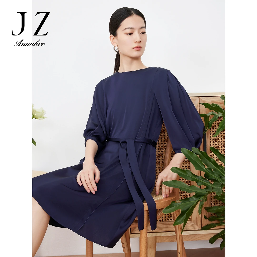 【丽公主专属】JZ玖姿JTDX50027仿真丝质感连衣裙女装夏季款宽松