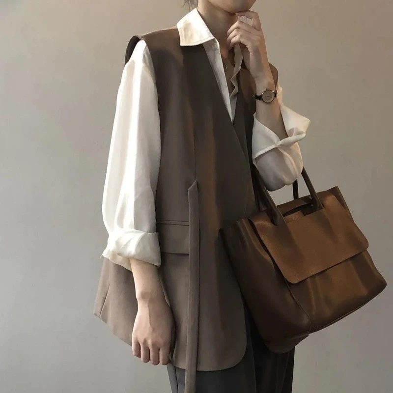 衬衫叠穿西装马甲外套日系外搭女2025新款欧货气质背心大码宽松