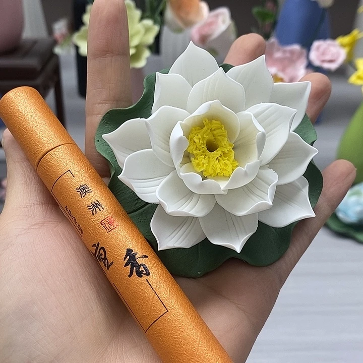 金属陶瓷材料加工荷花香插摆件