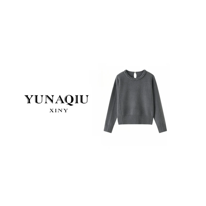 YUNAQIU-时尚休闲百搭简约宽松高领圆领套头-9773