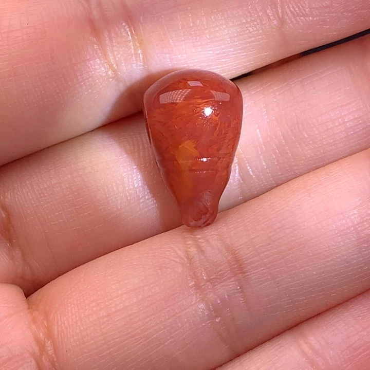 南红玛瑙未镶嵌火焰纹三通11MM+