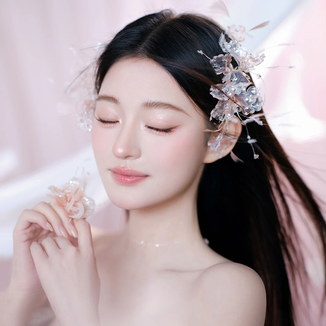 非金属仿水晶羽毛婚庆饰品 WHITE 手作“粉精灵”爆款3件套