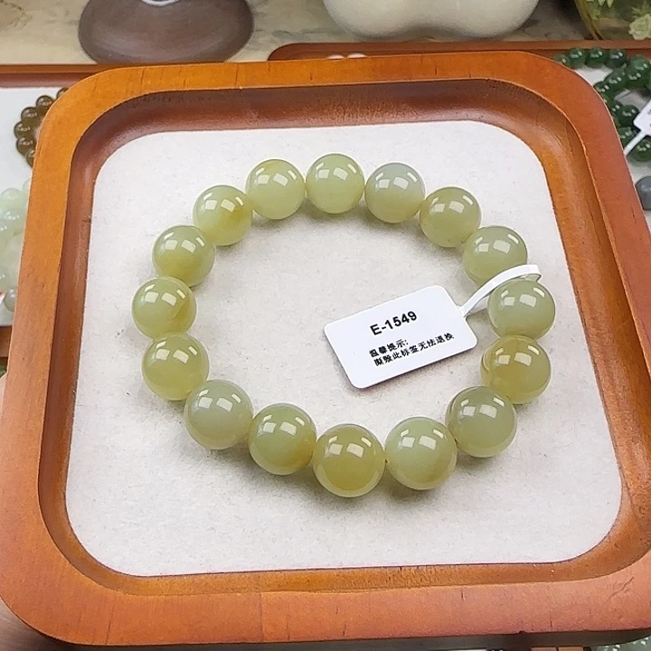 和田玉（糖玉）未镶嵌手链卡12金山糖白