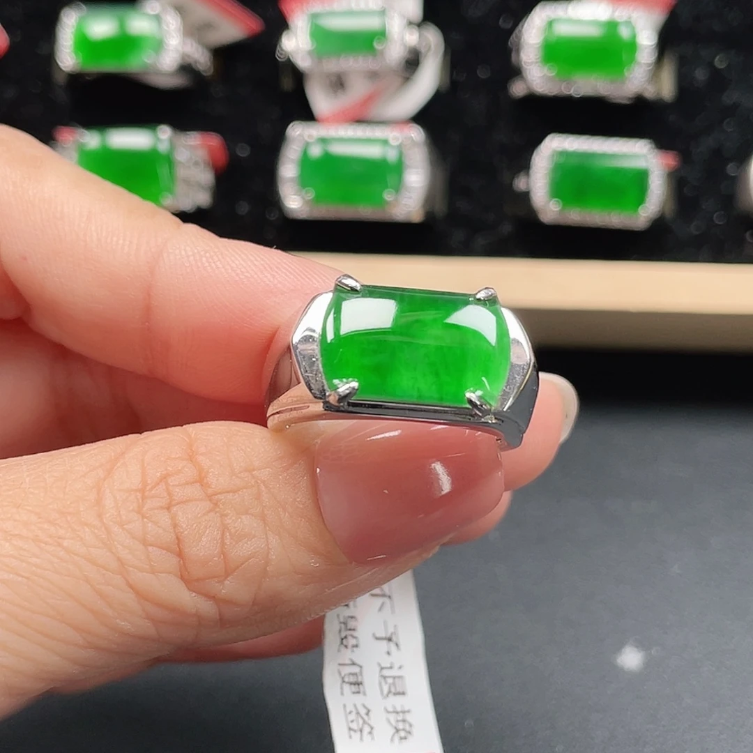 翡翠银S925镶嵌戒指编号3674没运费险