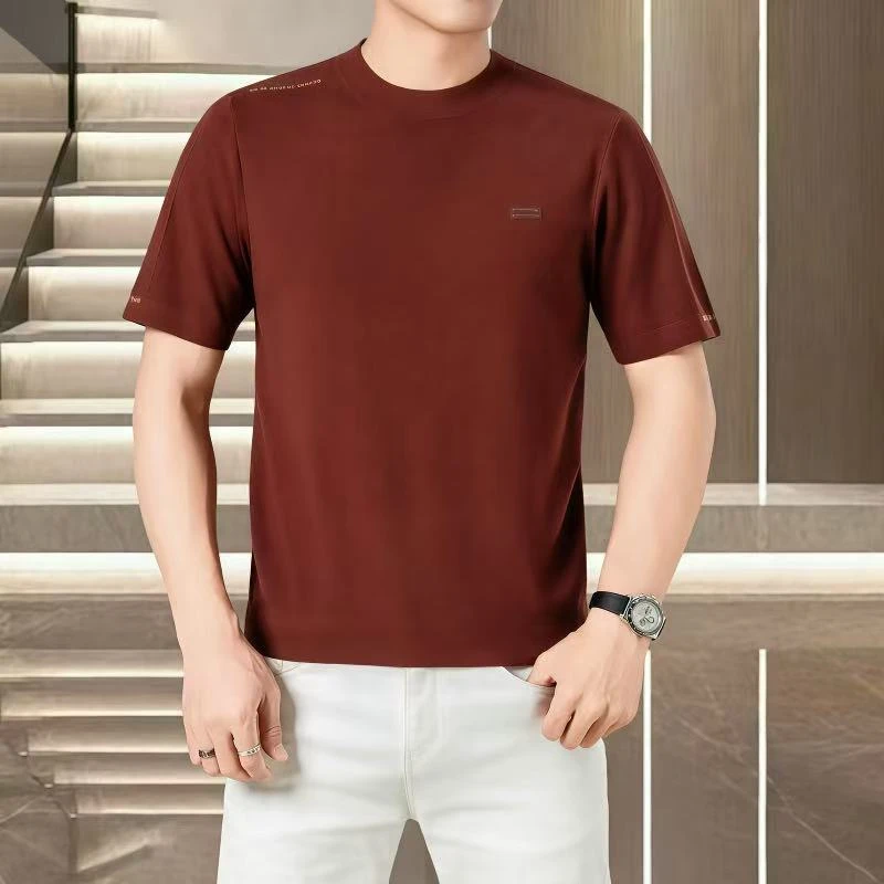 高品质简约圆领短袖针织衫冬季男士简约短袖纯色毛衣休闲98807