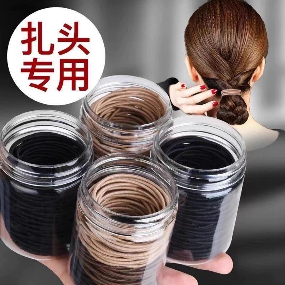100根皮筋罐装基础发圈马卡龙皮筋ins风高颜值百搭橡皮筋扎头发绳