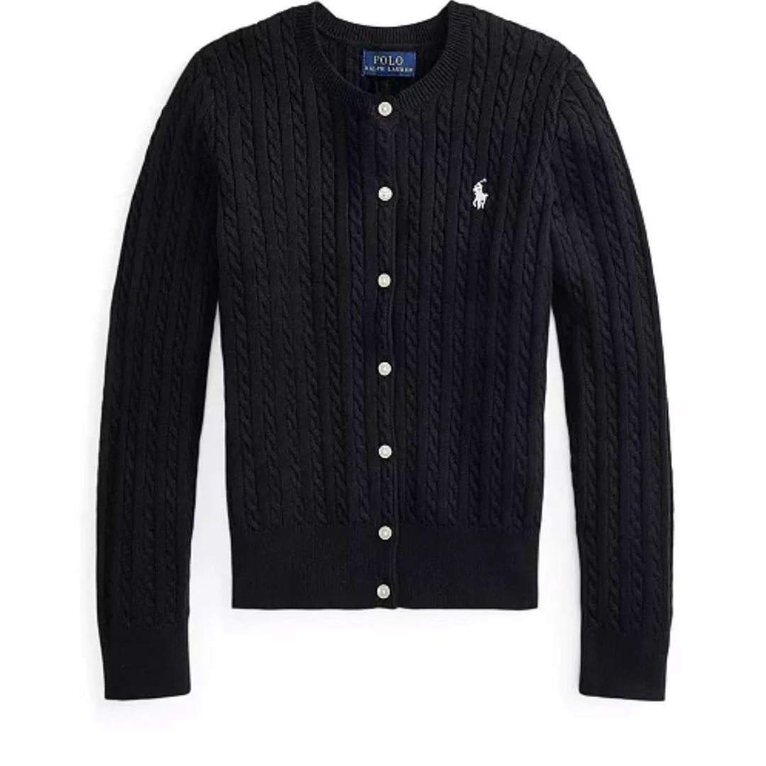 POLO RALPH LAUREN拉夫劳伦麻花小马开衫长袖针织大童款女士可穿