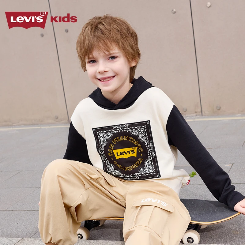 Levi's李维斯童装男女童连帽卫衣秋季新款毛圈上衣L916