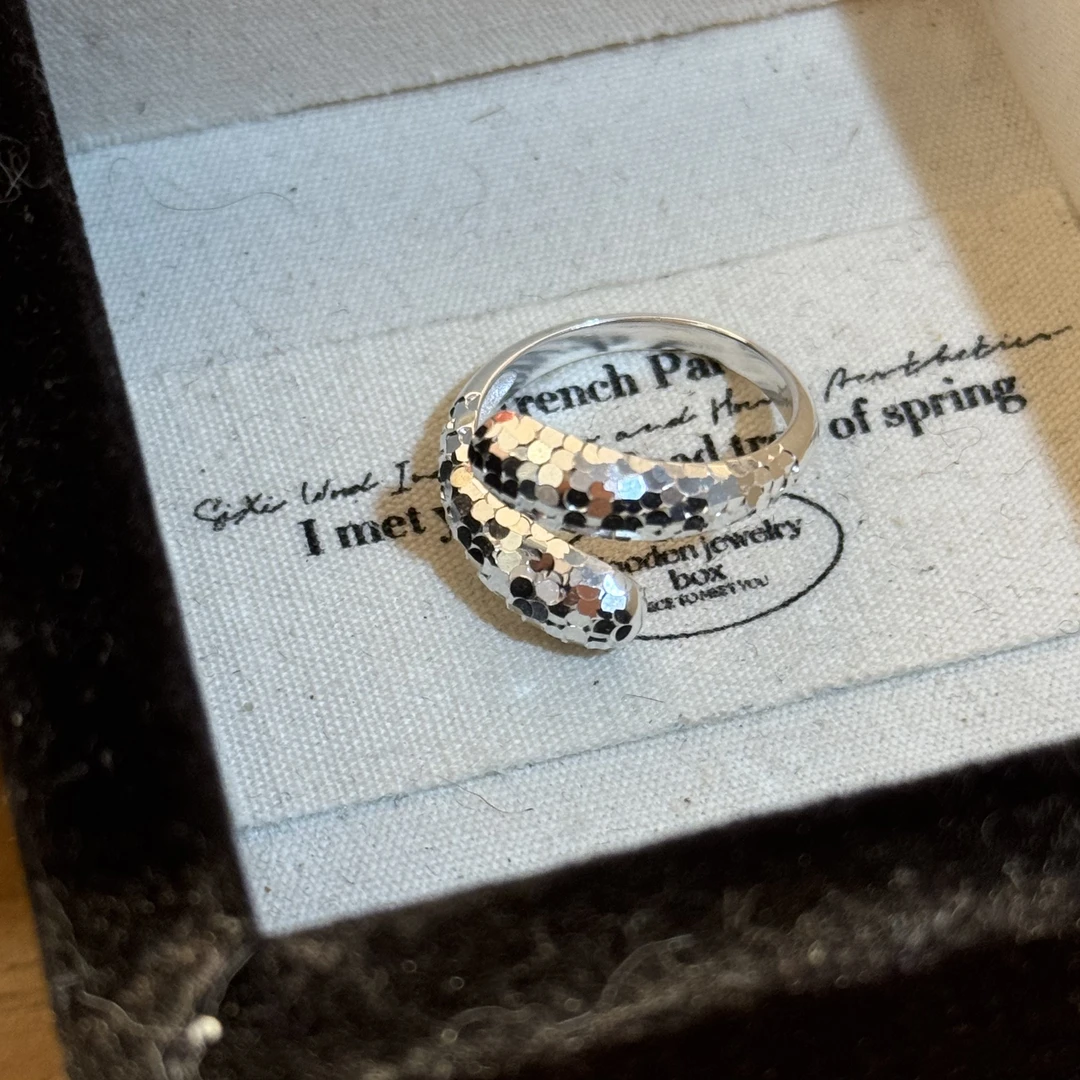 925银银制品 2117-碎冰冰交叉开口蛇戒