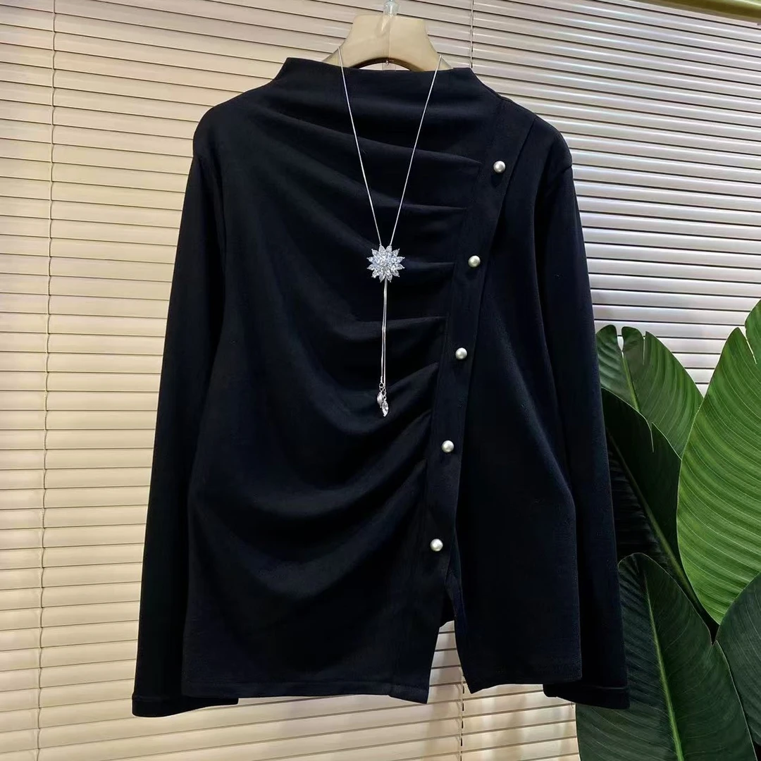 Y胖mm欧货时尚新款不规则设计感气质显瘦女人衫