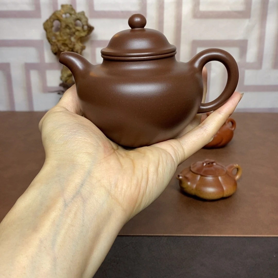 茶壶紫砂紫砂茶具老紫泥大亨掇球