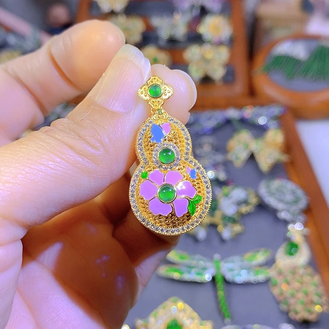 颈饰银S925镶嵌翡翠