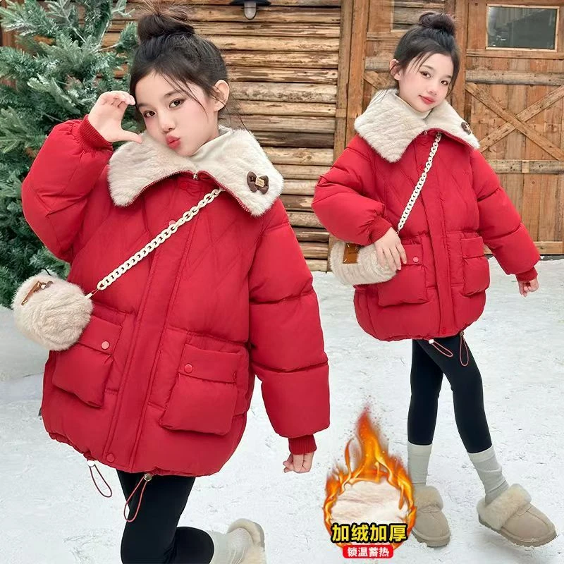 女童棉服冬装2024新款洋气儿童冬季加厚棉衣女孩冬款棉袄外套