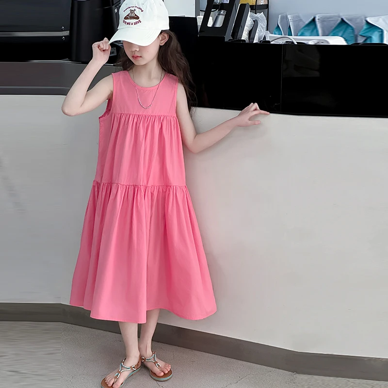 女童连衣裙无袖背心裙2025夏季新款儿童洋气裙子夏装小女孩长裙子