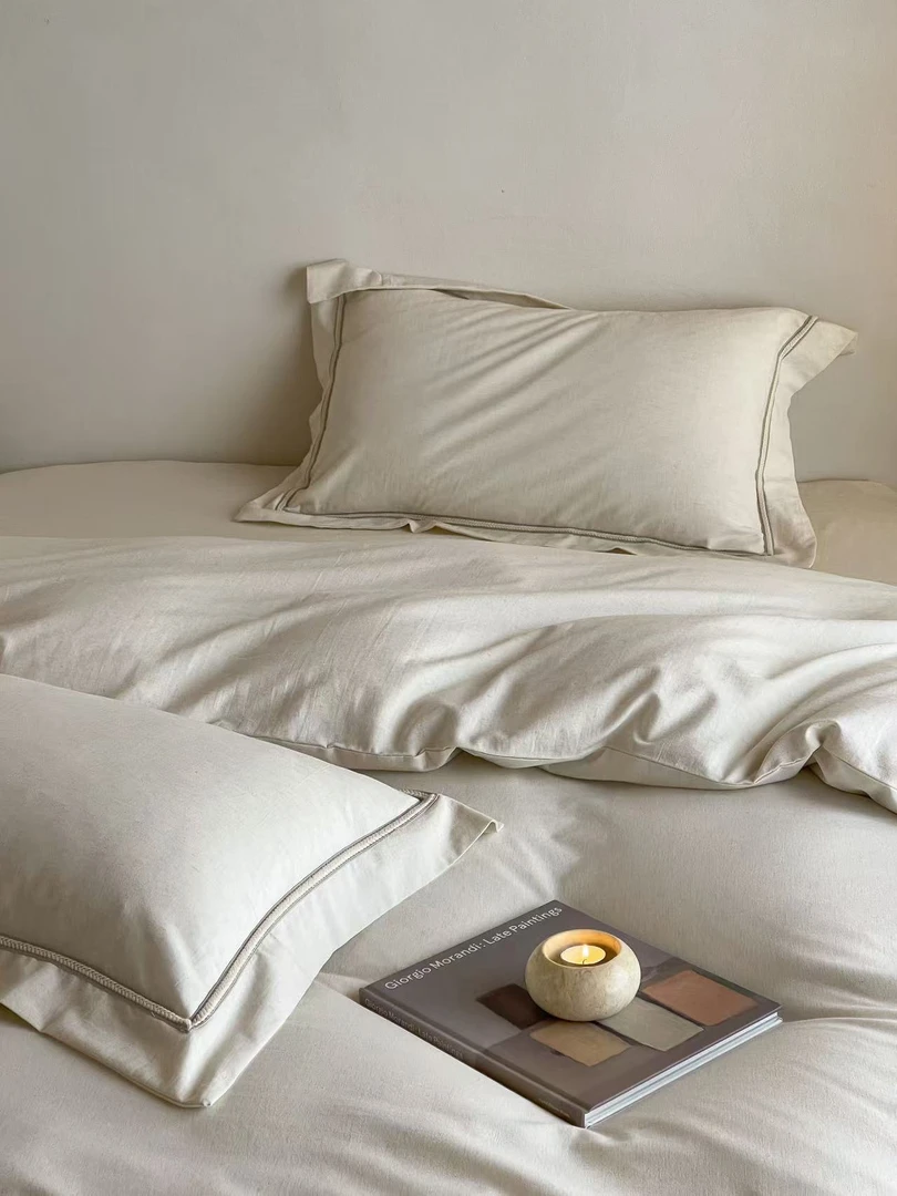 法颂-法式轻奢麻本色棉麻风色织四件套棉麻床单床笠套件