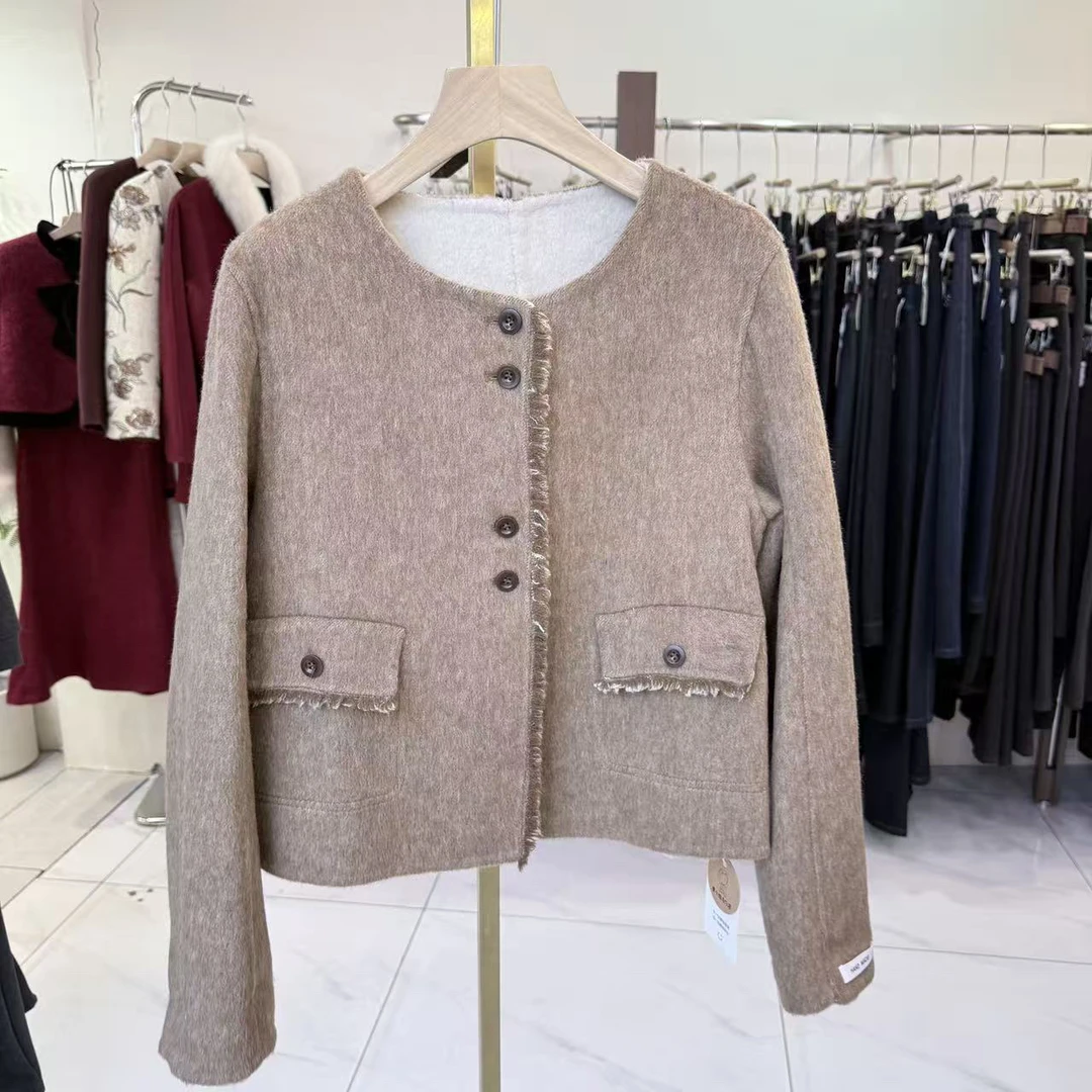 双面羊毛小香风系列宽松短款百搭外套