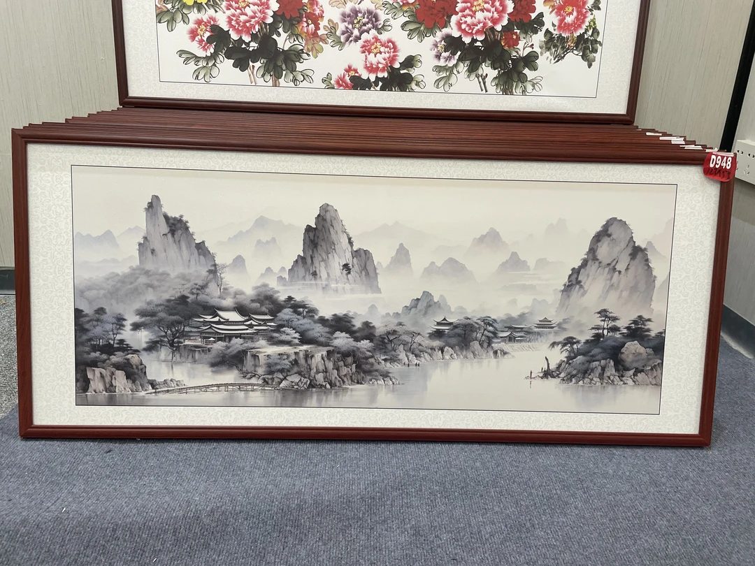 D948新中式123x53cm山水画客厅装饰画沙发背景墙挂画