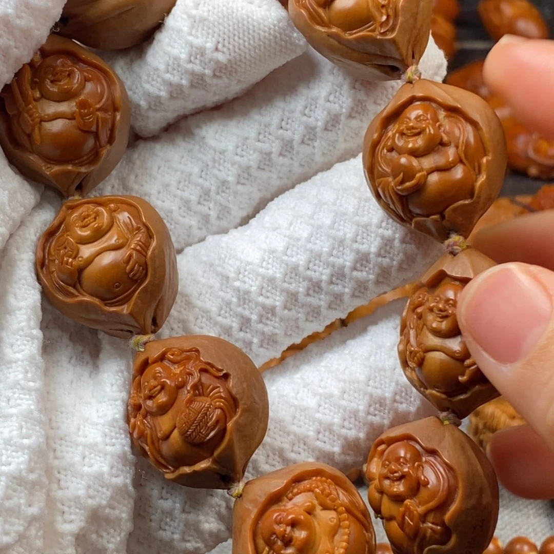 橄榄核手串/手链2.2铁核 嵌雕包衣弥勒佛