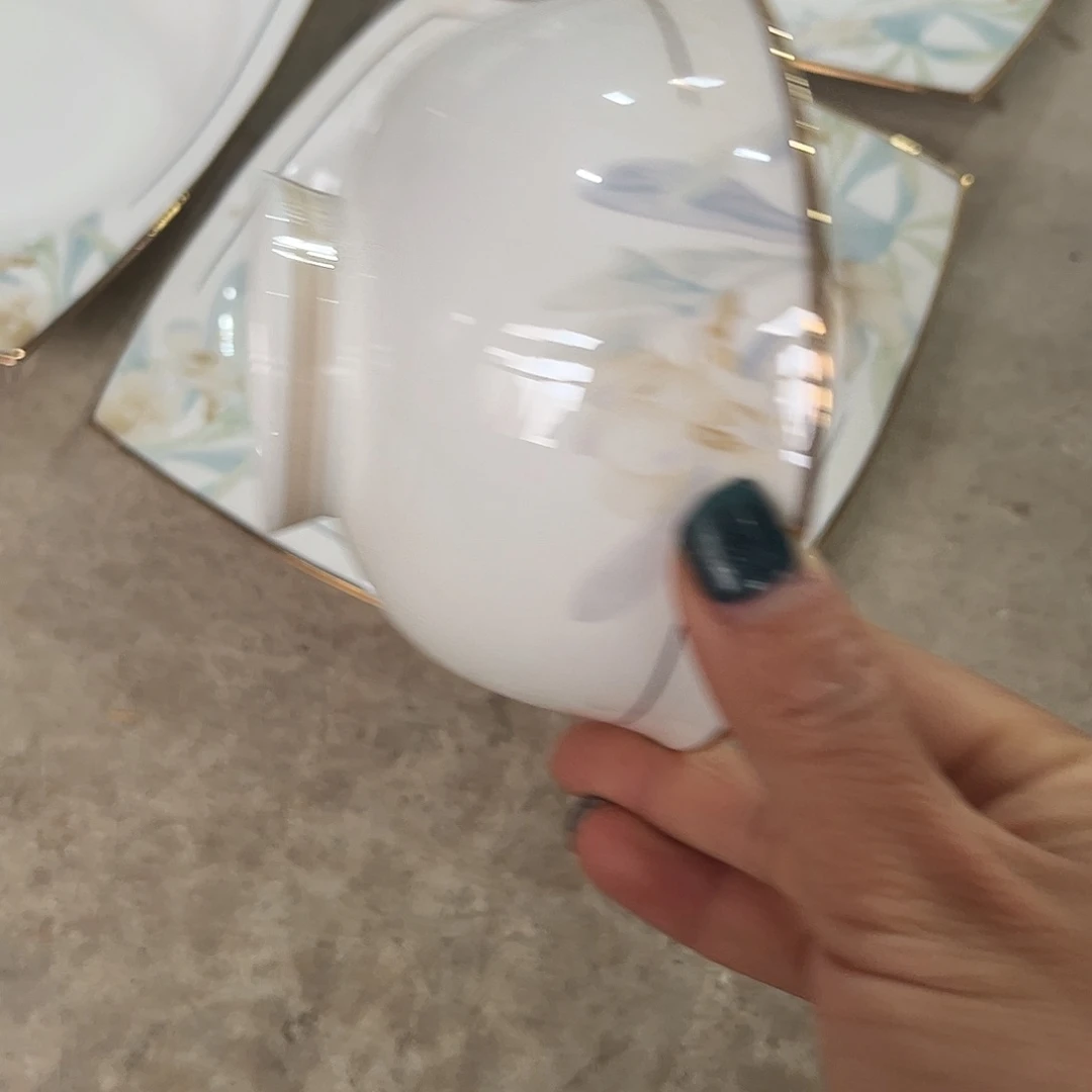 瓷片秒金碗十个高脚