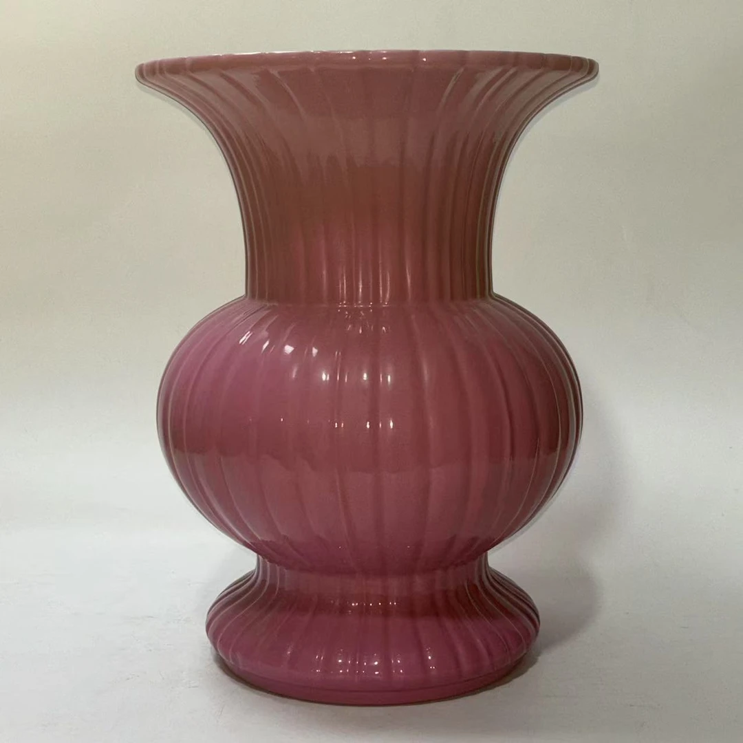 胭脂红釉内松石绿地瓜棱尊JD2501-231