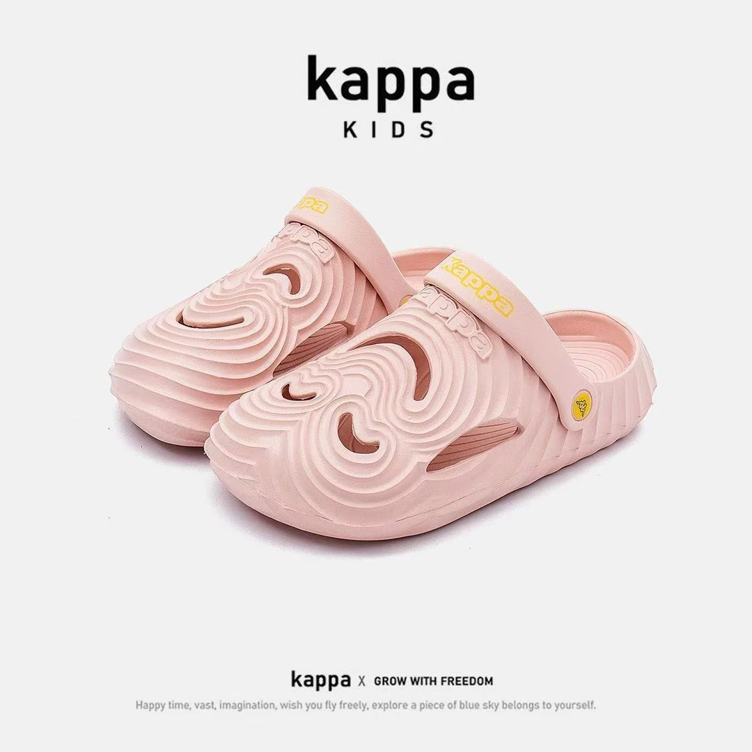 kappa kid卡帕儿童2025夏季【开心一夏】笑脸洞洞鞋软底透气拖鞋