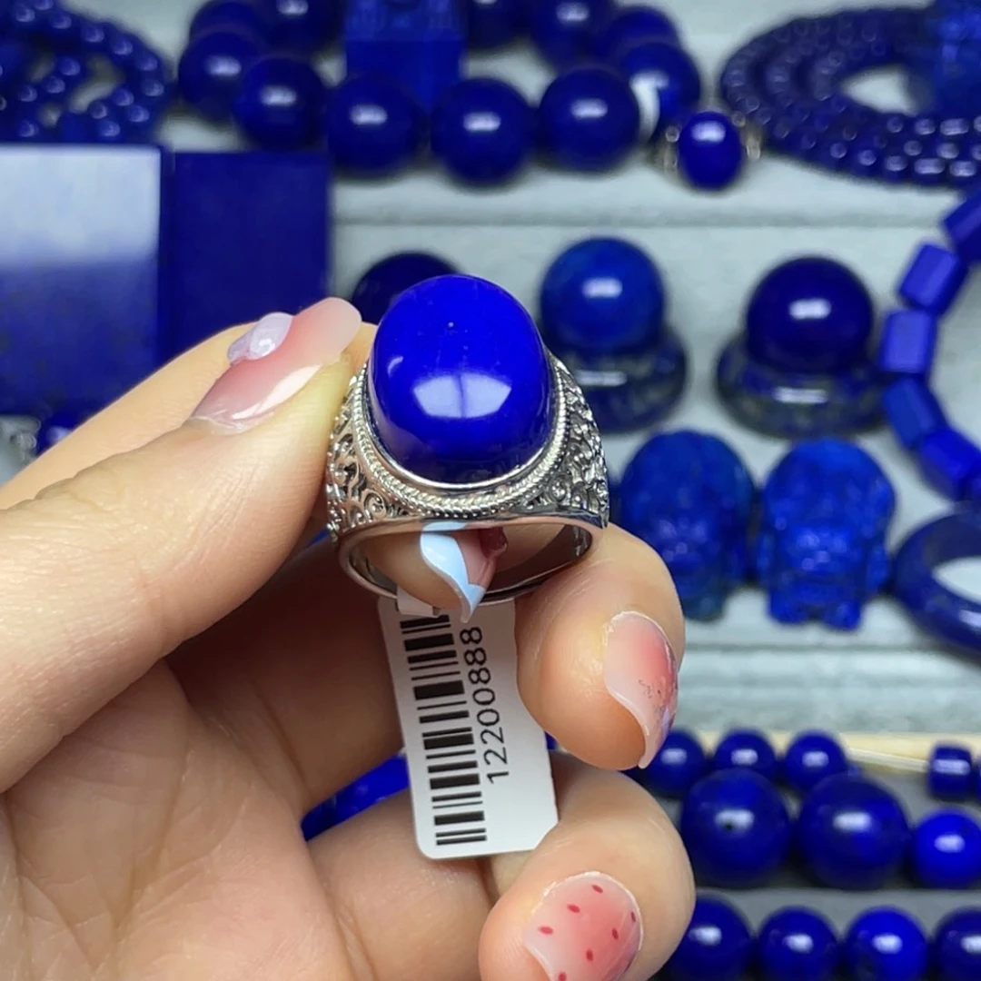 青金石戒指银S925镶嵌蜂*虎